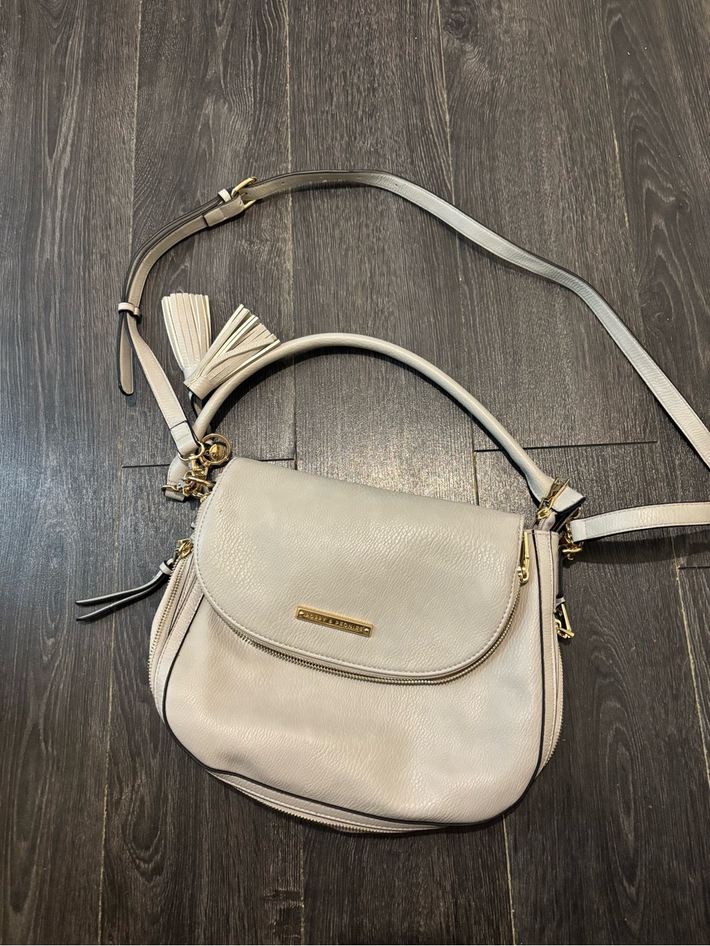 Poppy & Peonies Grey Convertible Crossbody with Tassel